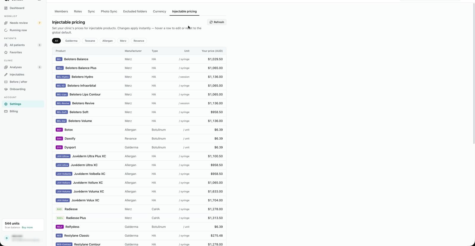Injectable pricing